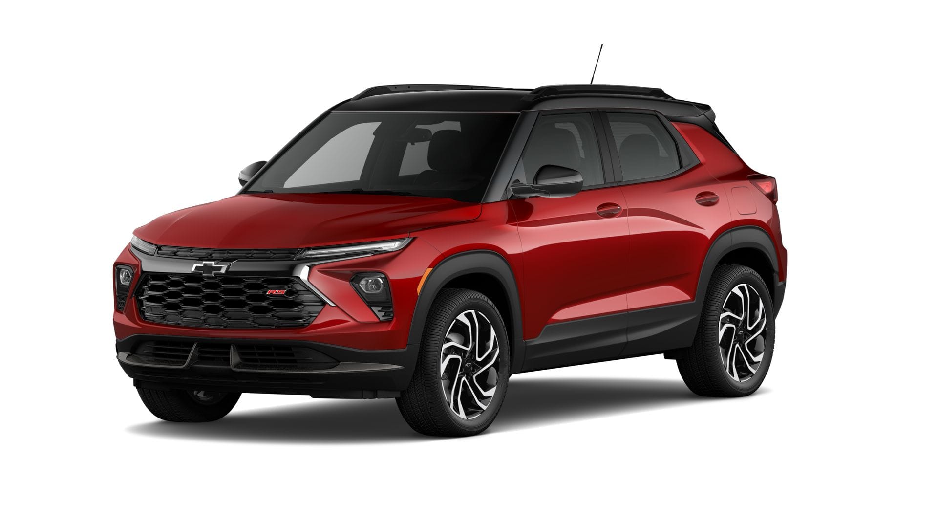 2026 Chevrolet Trailblazer RS in Apex Red — front three-quarter view